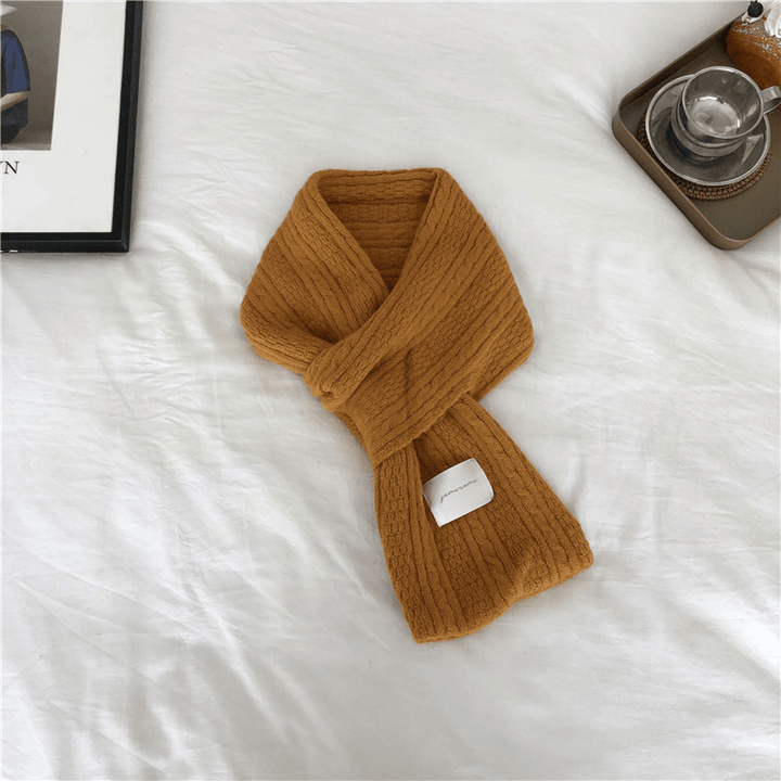 Pure Color Cashmere Knitted Thickened Cross Warm Scarf - MRSLM