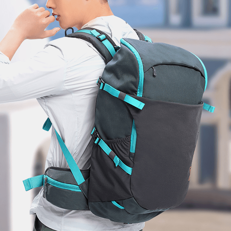 Men 30L Polyester Waterproof Light Weight Large Capacity Sport Hiking Travel Backpack - MRSLM