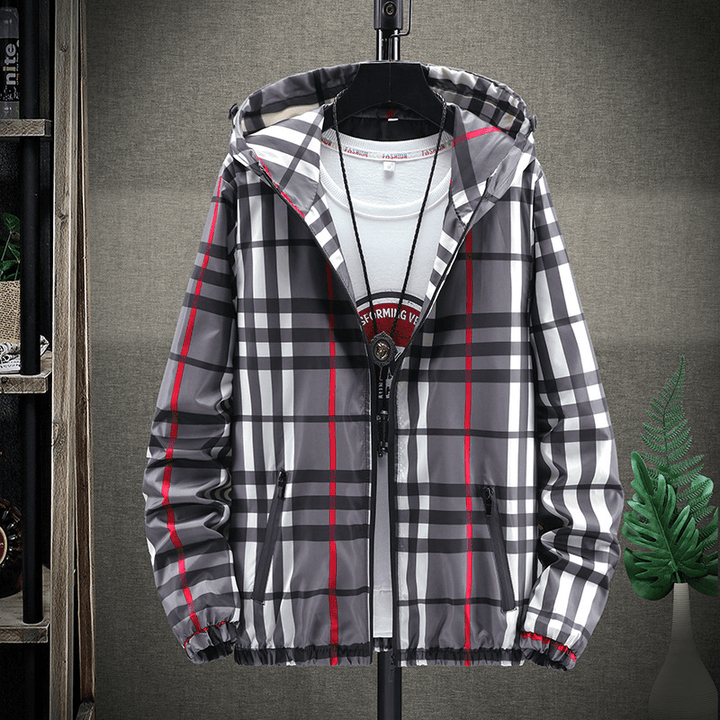 2020 Spring New Men'S Japanese Slim Hooded Plaid Jacket - MRSLM