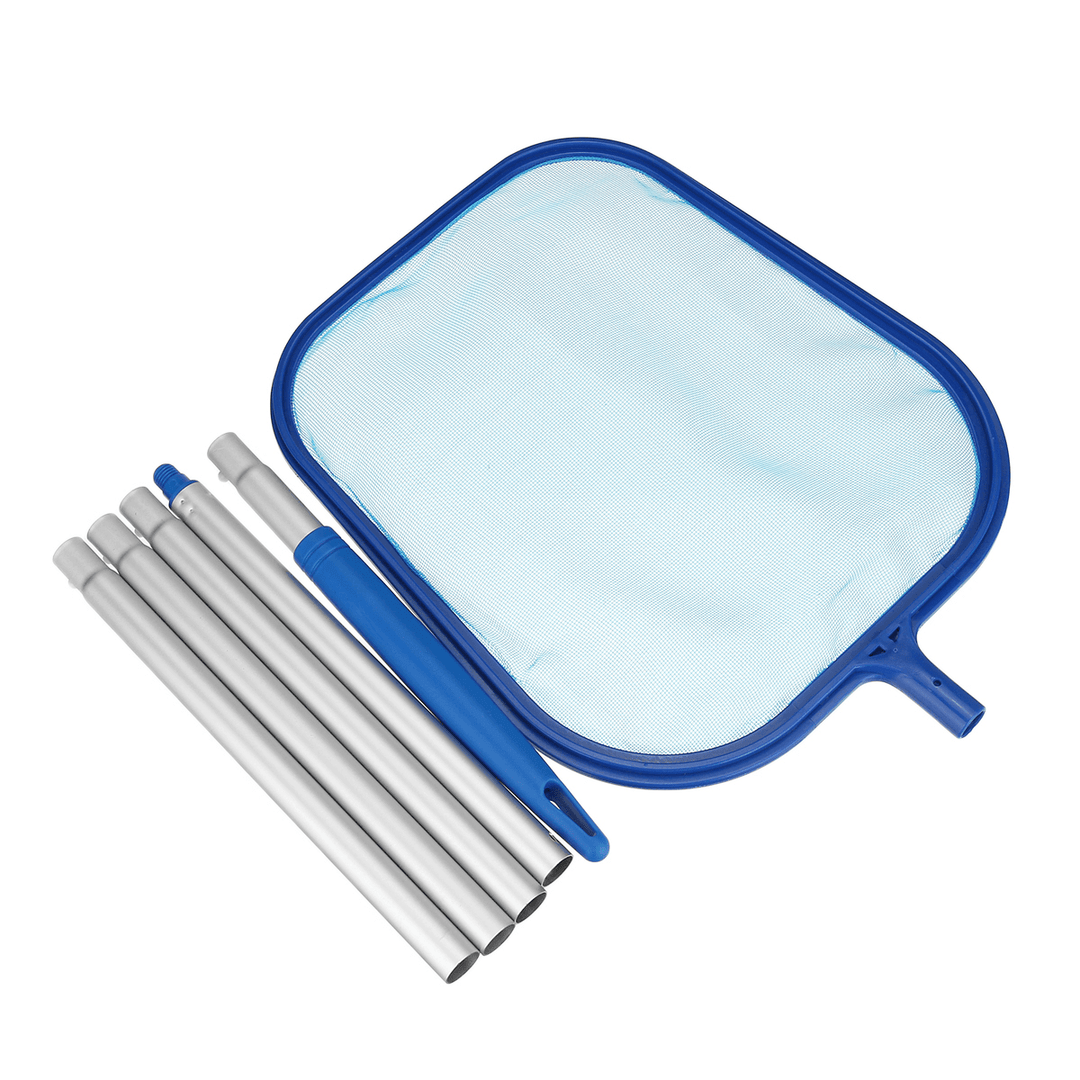 Removable 5 Section Swimming Pool Net Aluminum Telescopic Cleaning Pole Pool Leaf Skimmer Cleaning Tool - MRSLM