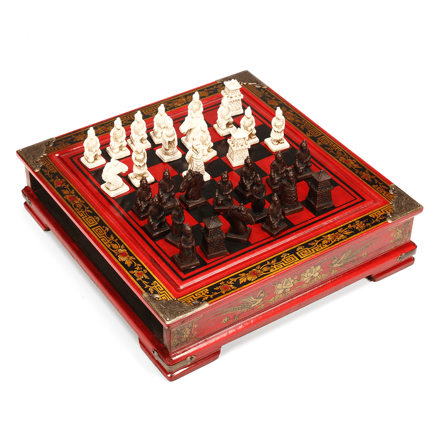 Vintage Wooden Chinese Chess Board Table Game Set Pieces Gift Toy Collectibles - MRSLM