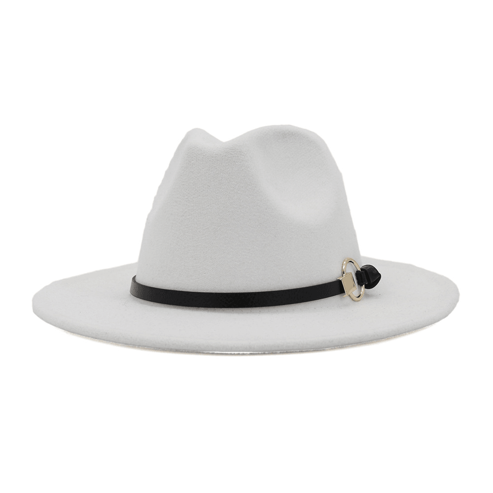 Simple Belt Flat Brim and Big Rim All-Match Jazz Hat - MRSLM