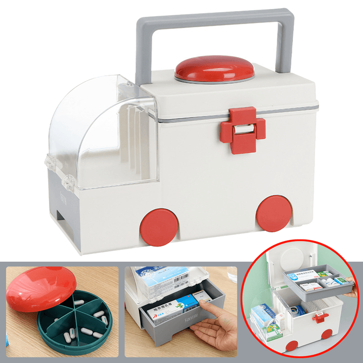 Portable Emergency Box Double Layer Storage Organizer Drawer Drug Home Case - MRSLM