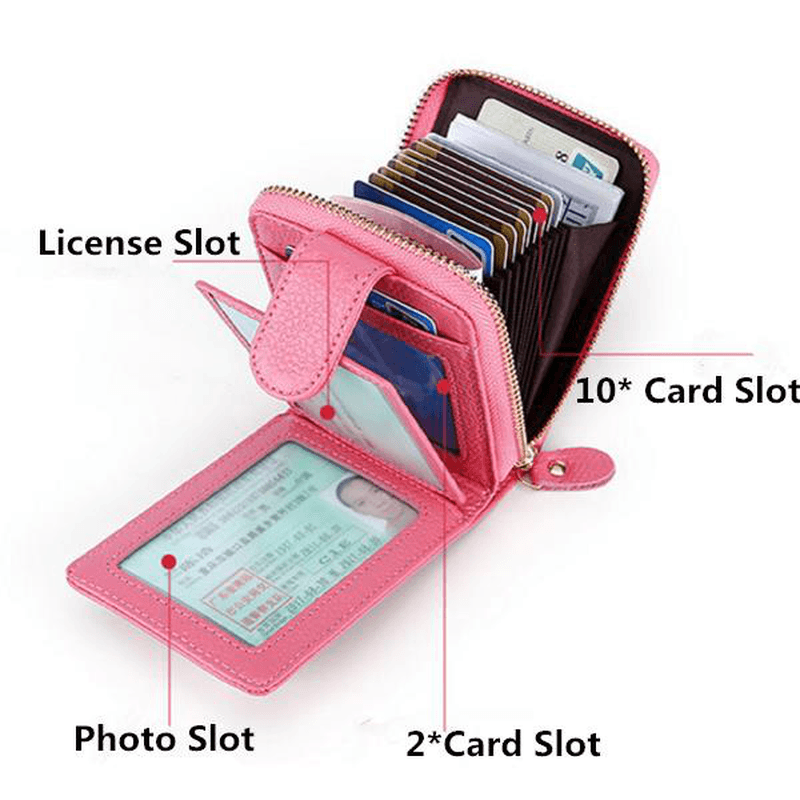 RFID Genuine Leather Wallet with 10 Card Slots - MRSLM