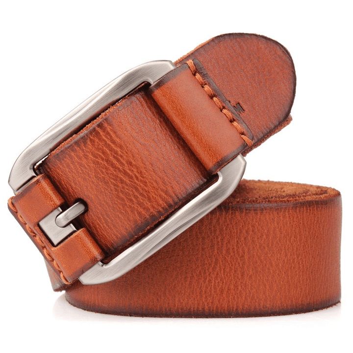 Men'S Belt Leather Belt Casual Pidai Pin Buckle - MRSLM