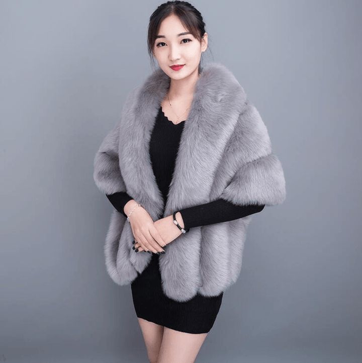 Women'S Fashion Faux Fur Three-Piece Shawl - MRSLM