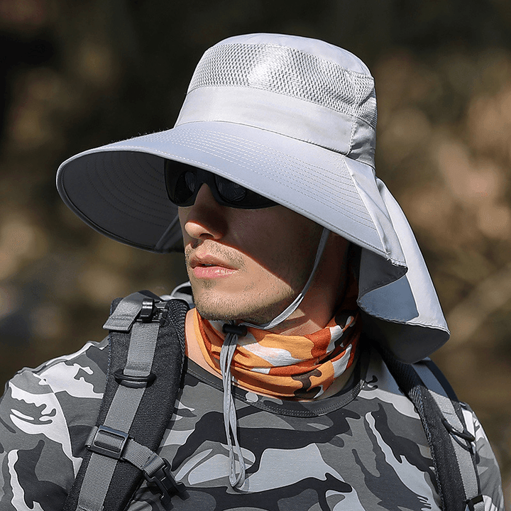 Hat Male Summer Sun Visor Fisherman Hat Outdoor Climbing Sun Hat Neck Guard Sun Hat Anti-Ultraviolet Fishing Hat - MRSLM