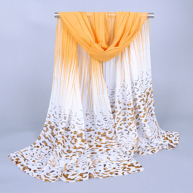 Leopard Print Chiffon Long Women'S Scarf - MRSLM