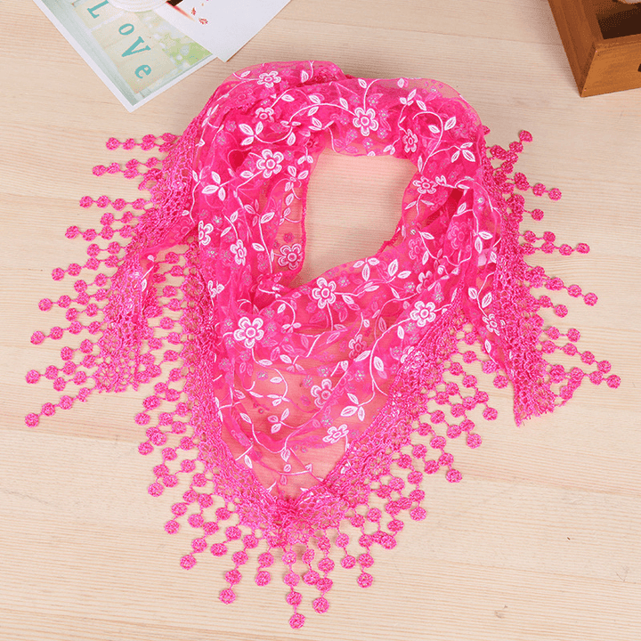 Women'S New Creative Lace Fringed Silk Scarf - MRSLM