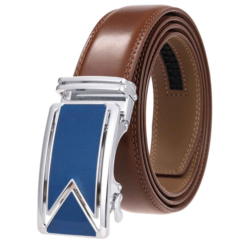 Fashion Men'S Two-Layer Cowhide Automatic Buckle Trouser Belt - MRSLM