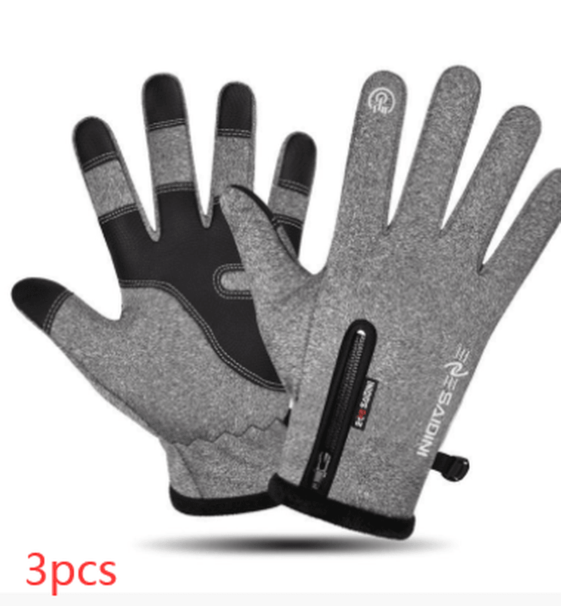 Men'S Autumn and Winter Gloves Touch Screen Zipper Waterproof Riding Outdoor - MRSLM