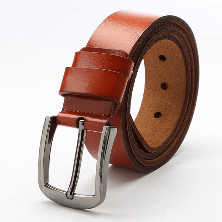 Men'S Explosive Leather Simple Retro Pin Buckle Belt - MRSLM