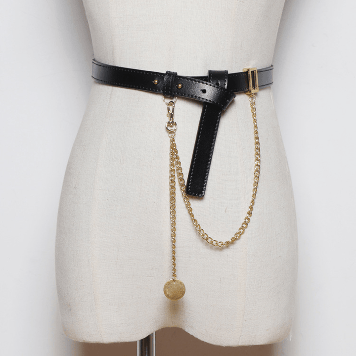 Cross-Border Simple All-Match Belt Belt Chain Pin Buckle Female Leather Girdle - MRSLM