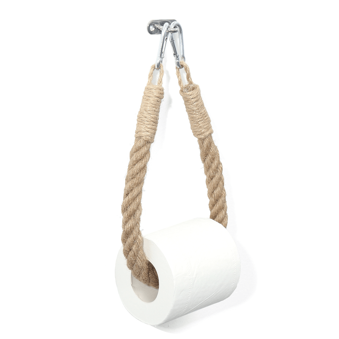 Roll Paper Holder Vintage Towel Hanging Jute Rope Wall Mount Toilet Paper Holder - MRSLM