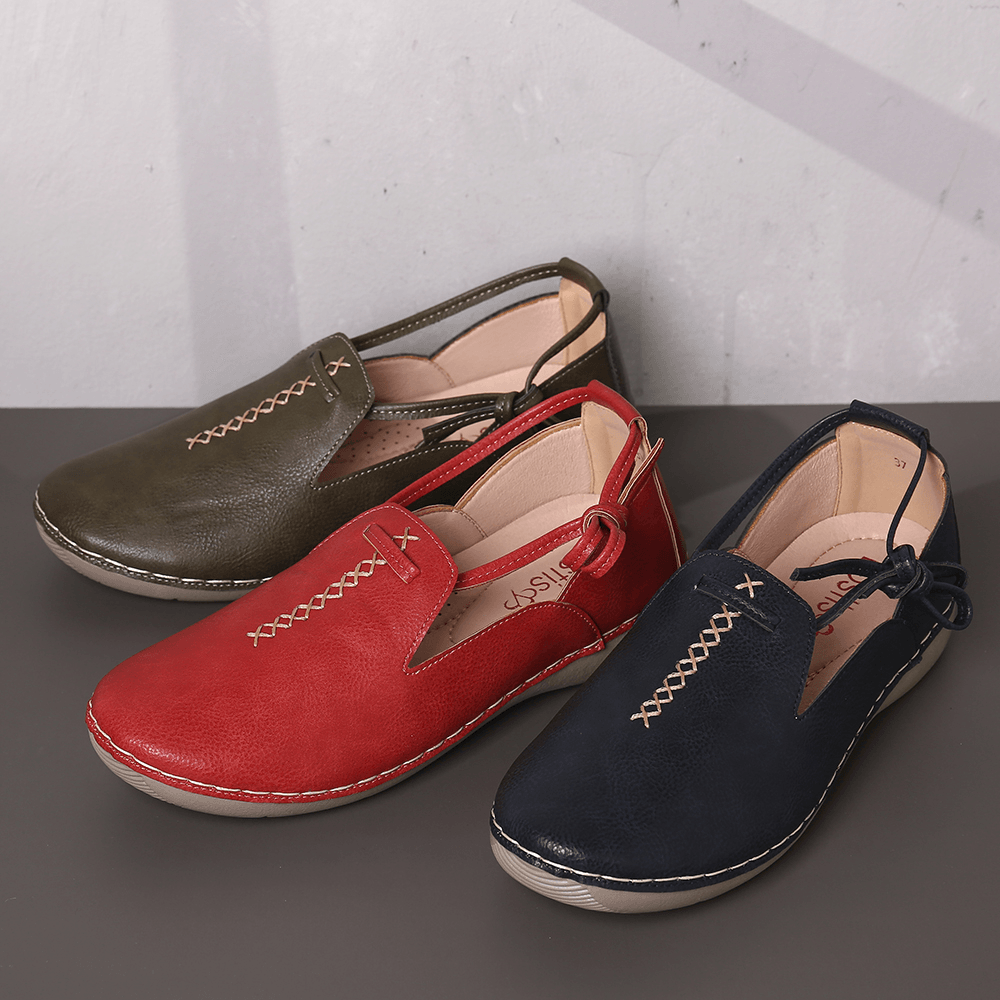 Pure Color Casual Comfy Walking Leather Loafers - MRSLM