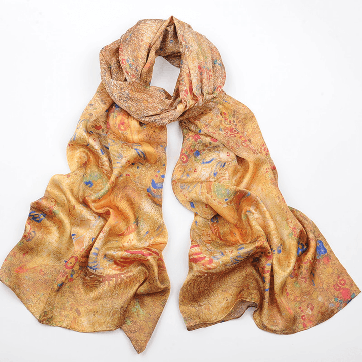 Spring and Autumn Mid-Length Hand-Curled Silk Long Scarf - MRSLM