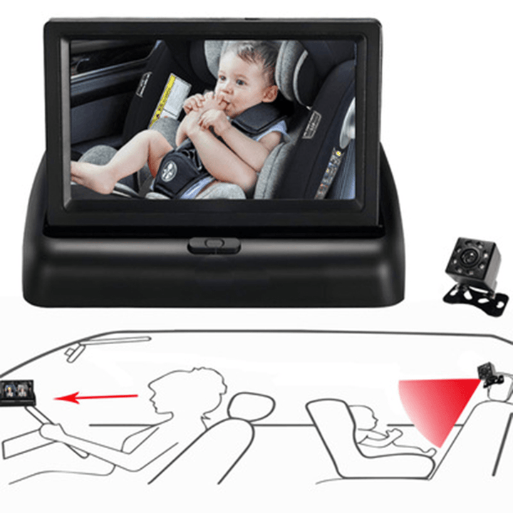 HD 1000 Smart Baby Car Mirror Camera with Night Vision for Safely Monitor Infant Child in Rear Facing Car Seat - MRSLM