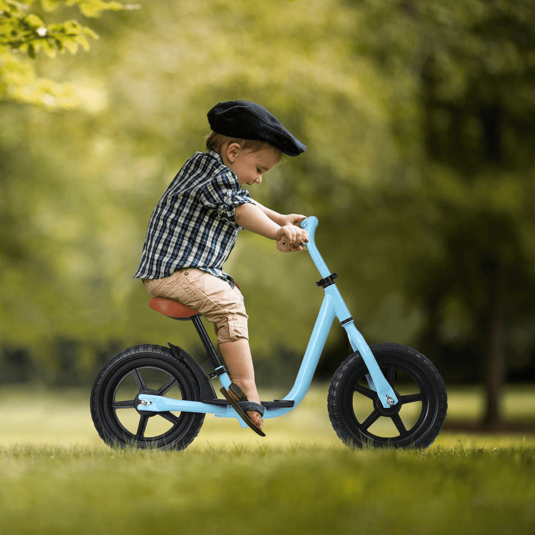12'' Aluminum Balance Bike Adjustable Seat Handlebar Walking Learning Scooter with Footrest Children Gift - MRSLM