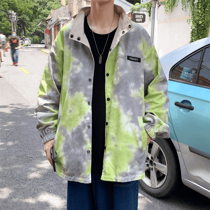 Both Sides Wear Bf Wind Tie-Dye Jacket Jacket Baseball Uniform Autumn - MRSLM