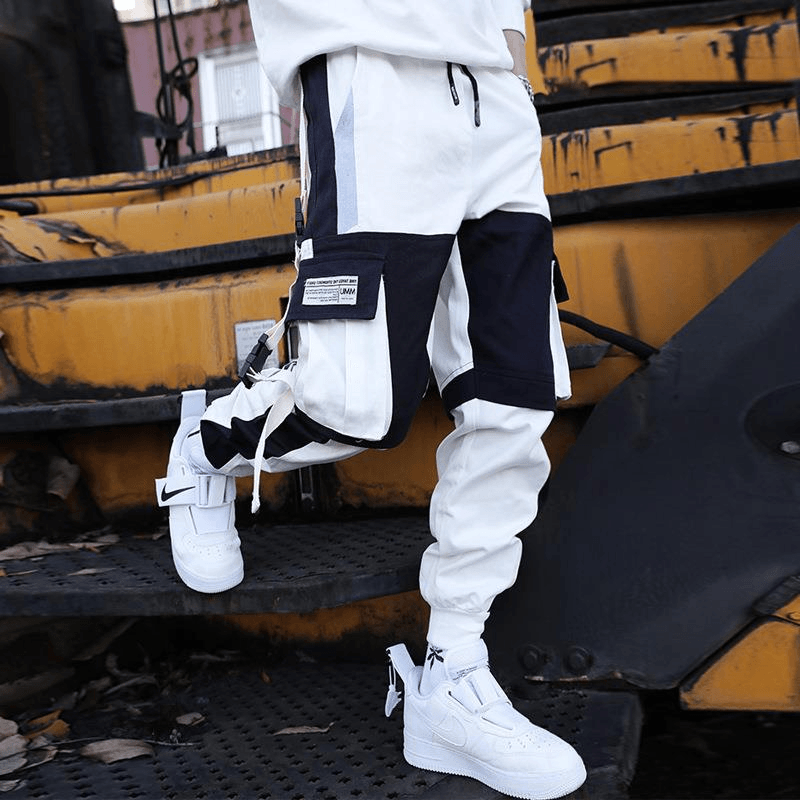 Boys' Drawstring Hip Hop Loose Stitching Contrast Color Casual Pants Overalls: Comfortable and Trendy - MRSLM