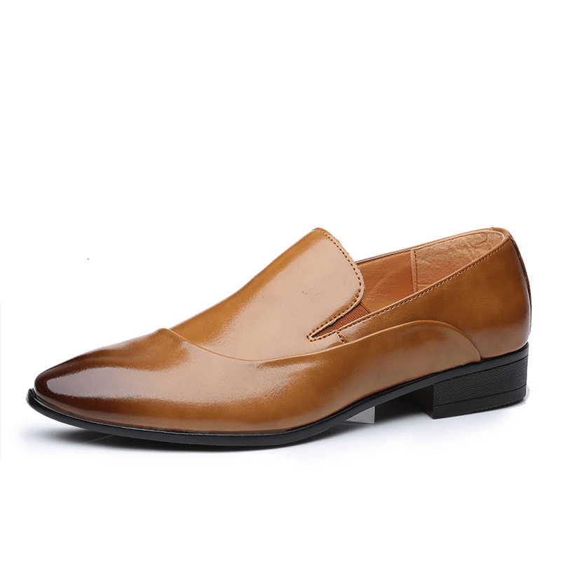 Men Soft Sole Pointy Toe Slip on Vintage England Style Casual Dress Shoes - MRSLM