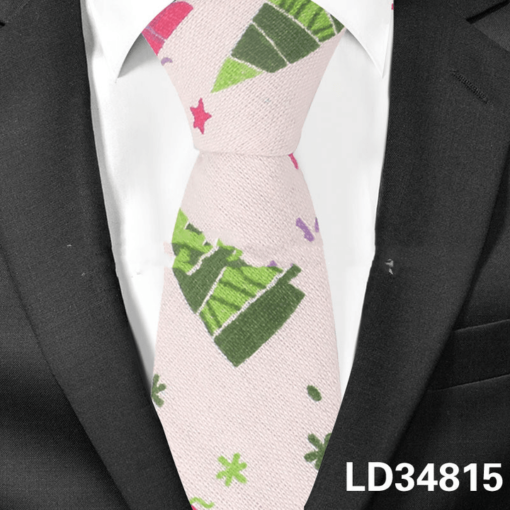 Cartoon Men and Women Tie Cotton, Linen Animal and Plant Print Tie Narrow Version 6Cm - MRSLM