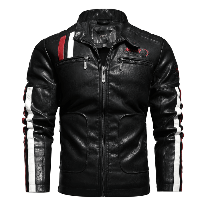 Men'S Leather Clothing Tide Motorcycle Leather Jacket Washed plus Cotton Leather Jacket - MRSLM