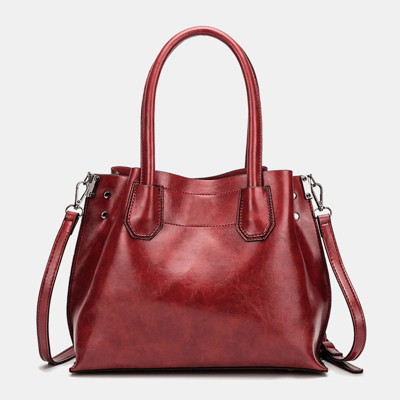 Women Large Capacity Oil Wax Handbag Crossbody Bag Shoulder Bag - MRSLM