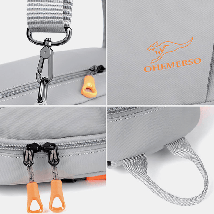 Men Large Capacity Multi-Pocket Waterproof Chest Bag Casual Sport USB Charging Crossbody Shoulder Bag - MRSLM