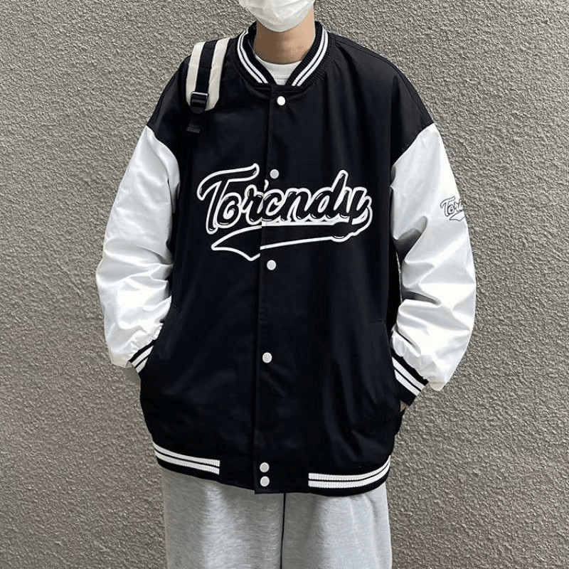 Spring Men'S Baseball Collar Jacket Korean Version of Loose Letters Embroidery Tide Brand - MRSLM