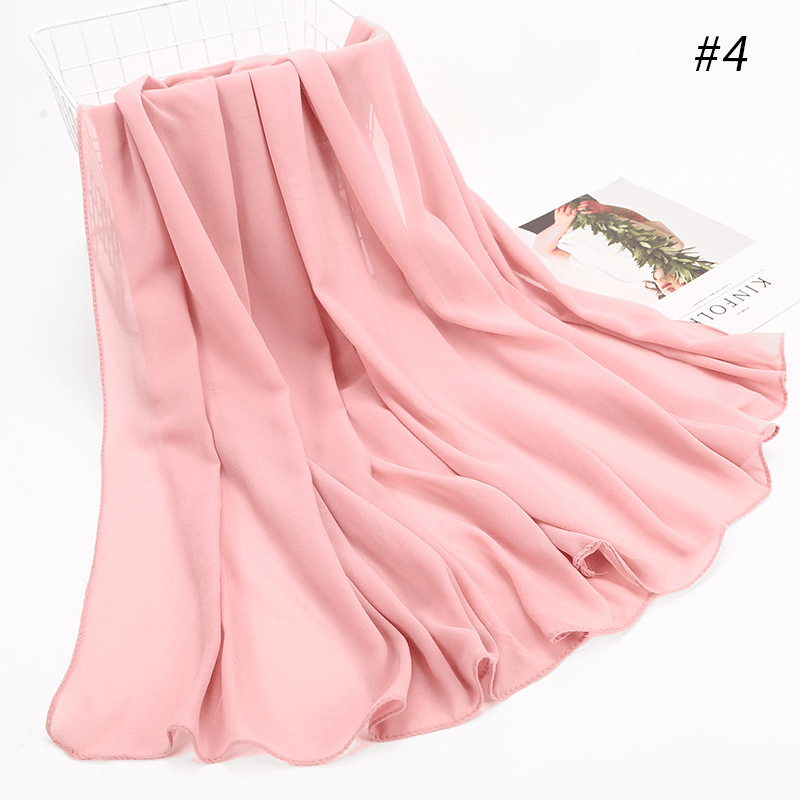 Women'S Hijab Scarf Monochrome Pearl Chiffon Headscarf - MRSLM