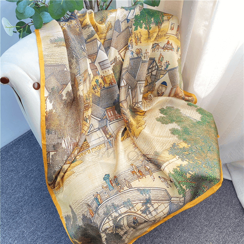 Silk Scarf Large Square Scarf Women Shawl - MRSLM