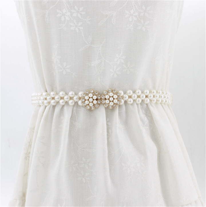 Women'S Rhinestone Pearl Waist Chain Fashion Dress Decoration - MRSLM