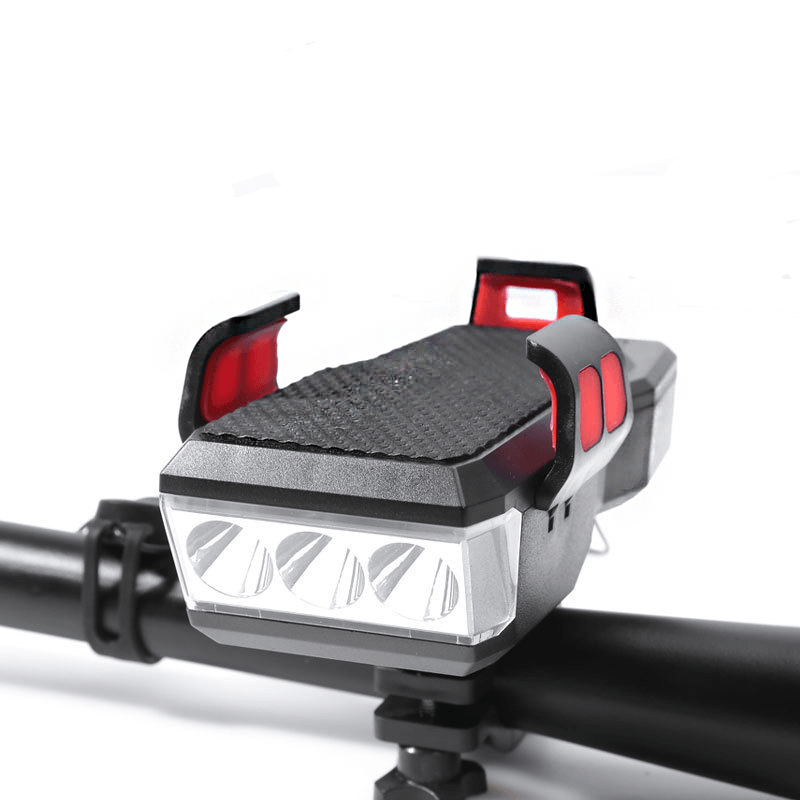 XANES® 4-In-1 550LM Bike Headlight 4 Modes Bicycle Front Lights 130Db Horn 4-6.3Inch Phone Holder Power Bank Outdoor Cycling - MRSLM