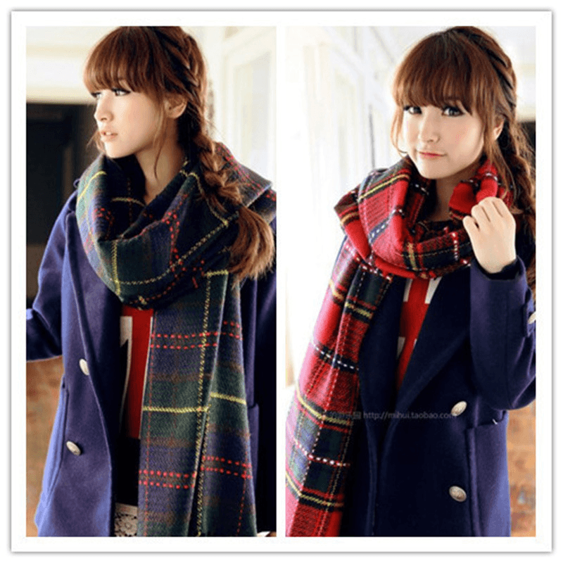 Autumn and Winter Warm British Plaid Tassel Air Conditioning Large Shawl - MRSLM