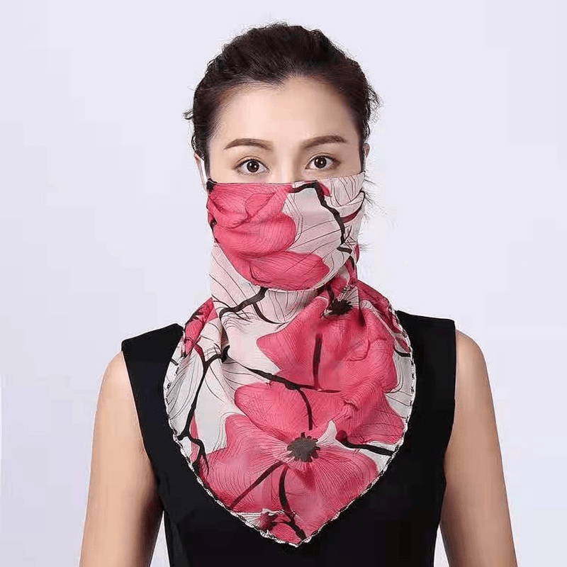 Fashion Printing Women'S Enlarged Neck Mask, Driving Sunshade and Sunscreen Mask - MRSLM