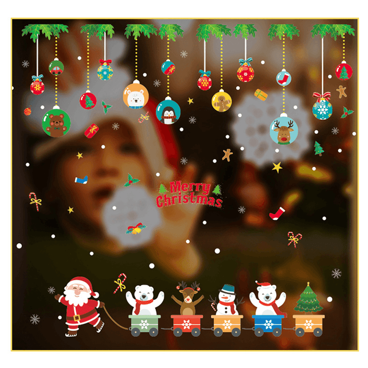 2020 Christmas Decoration Sticker Glass Windows Decals Merry Christmas Home Decoration Wall Stickers Kids Room New Year Wallpaper - MRSLM