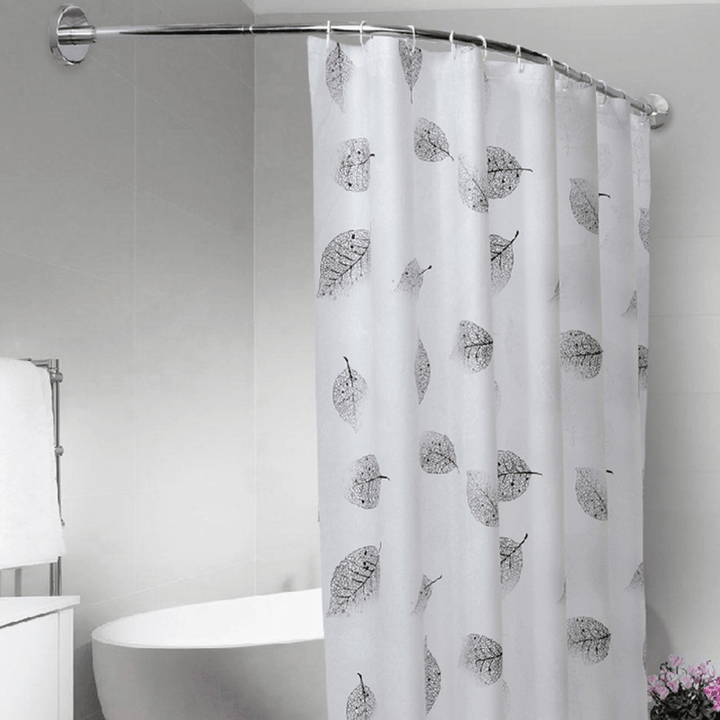 Punch-Free Shower Bath Curtain Rod Telescopic Curved Pole Rod Spring - MRSLM