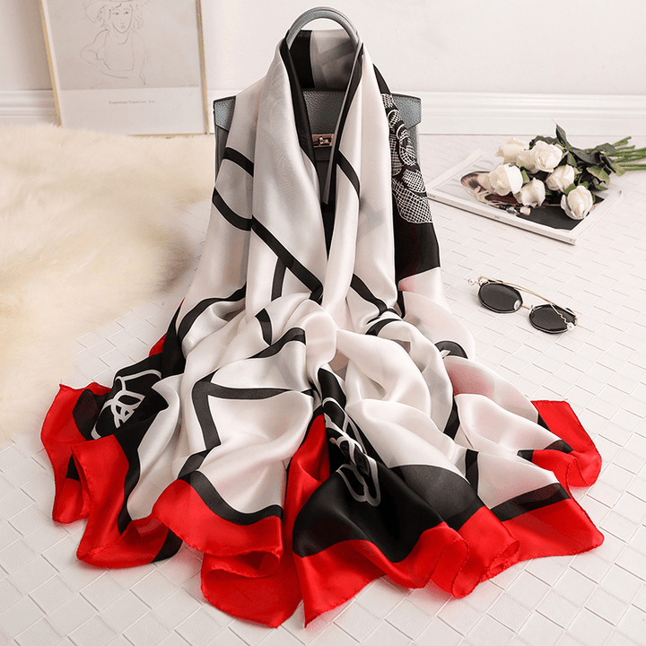 Fashionable Women'S Simple Printed Thin Silk Scarf - MRSLM