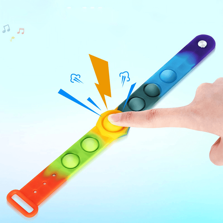 Push Bubble Sensory Toy Anti-Stress Mini Bracelet Rainbow Stress Relief Finger Toy Wristband - MRSLM