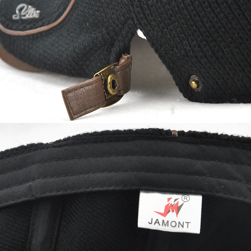Men'S Knit Cap Hat Padded Warm Beret Caps Casual Outdoor Visor Forward Hat - MRSLM