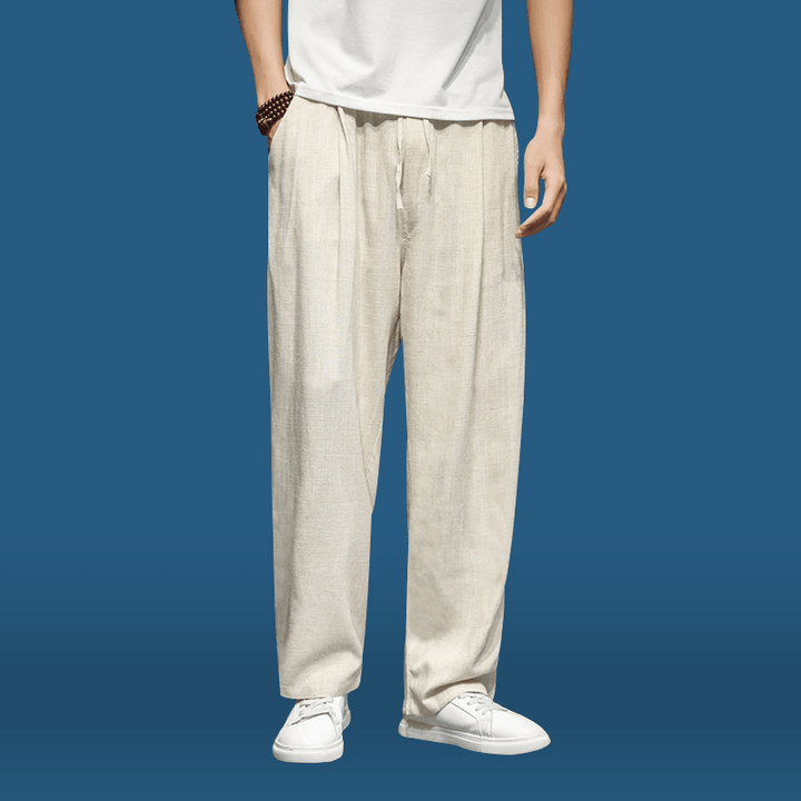 Linen Harem Pants Men'S Loose Straight Wide Leg Pants - MRSLM