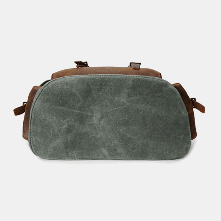 Men Vintage Canvas Leather Backpack Waterproof Travel Bag - MRSLM