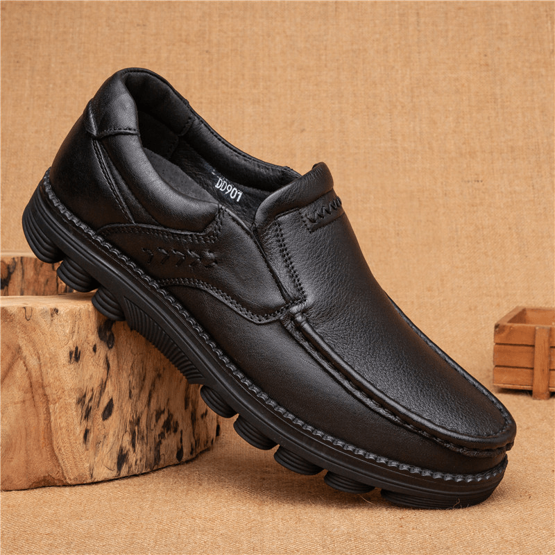 Retro Slip Resistant Casual Business Office Leather Oxfords - MRSLM