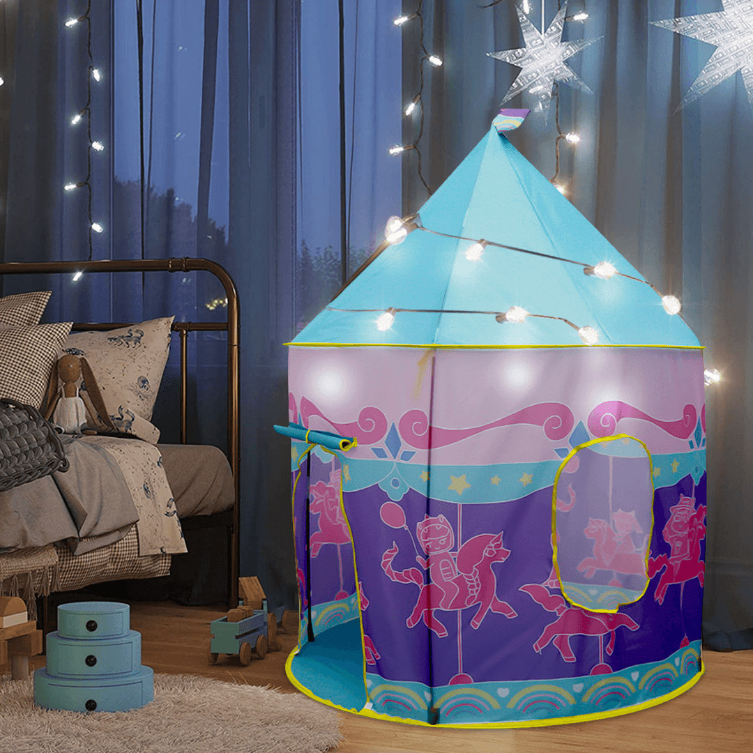 Portable Popup Kids Play Tent Children Princess Play Tent Castle Foldable Games Playhouse with Carry Bag for Boys and Girls - MRSLM