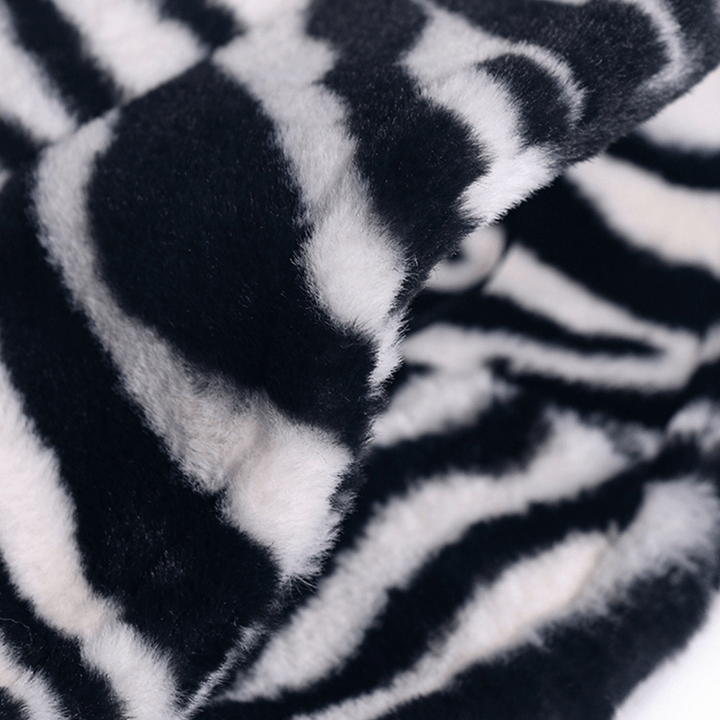 Unisex Felt Zebra Pattern plus Thicken and Velvet Warm Windproof Soft All-Match Bucket Hat - MRSLM