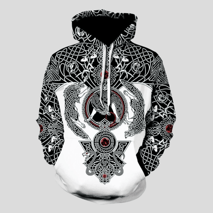 Men'S Loose Printed Pullover Hoodie - MRSLM