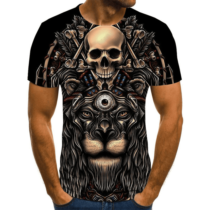 Men'S Skull Print Short Sleeve T-Shirt - MRSLM