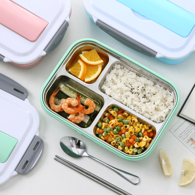 304 Stainless Steel Insulated Bento Lunch Box Leak-Proof with 4 Compartments for Outdoor Camping Picnic - MRSLM