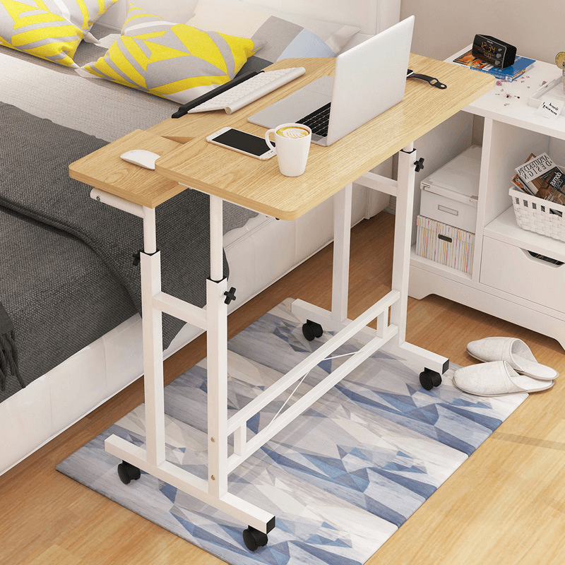 Lifting Laptop Table Adjustable Height Desk Standing Computer Table with Wheel Mobile Bedside Table for Home Office - MRSLM